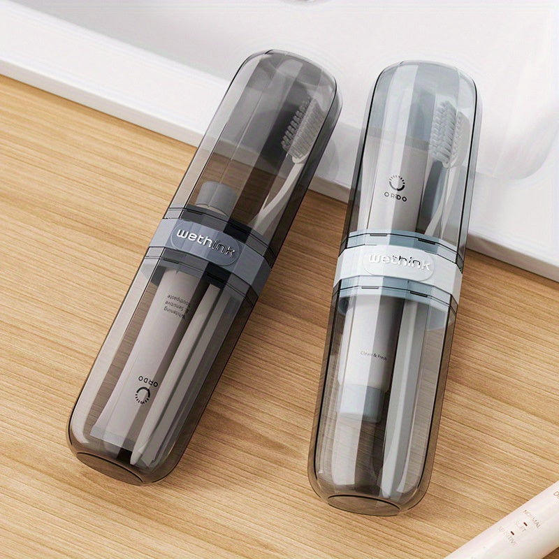 Portable Travel Mouthwash Cup and Toothbrush Case Transparent Wash Set