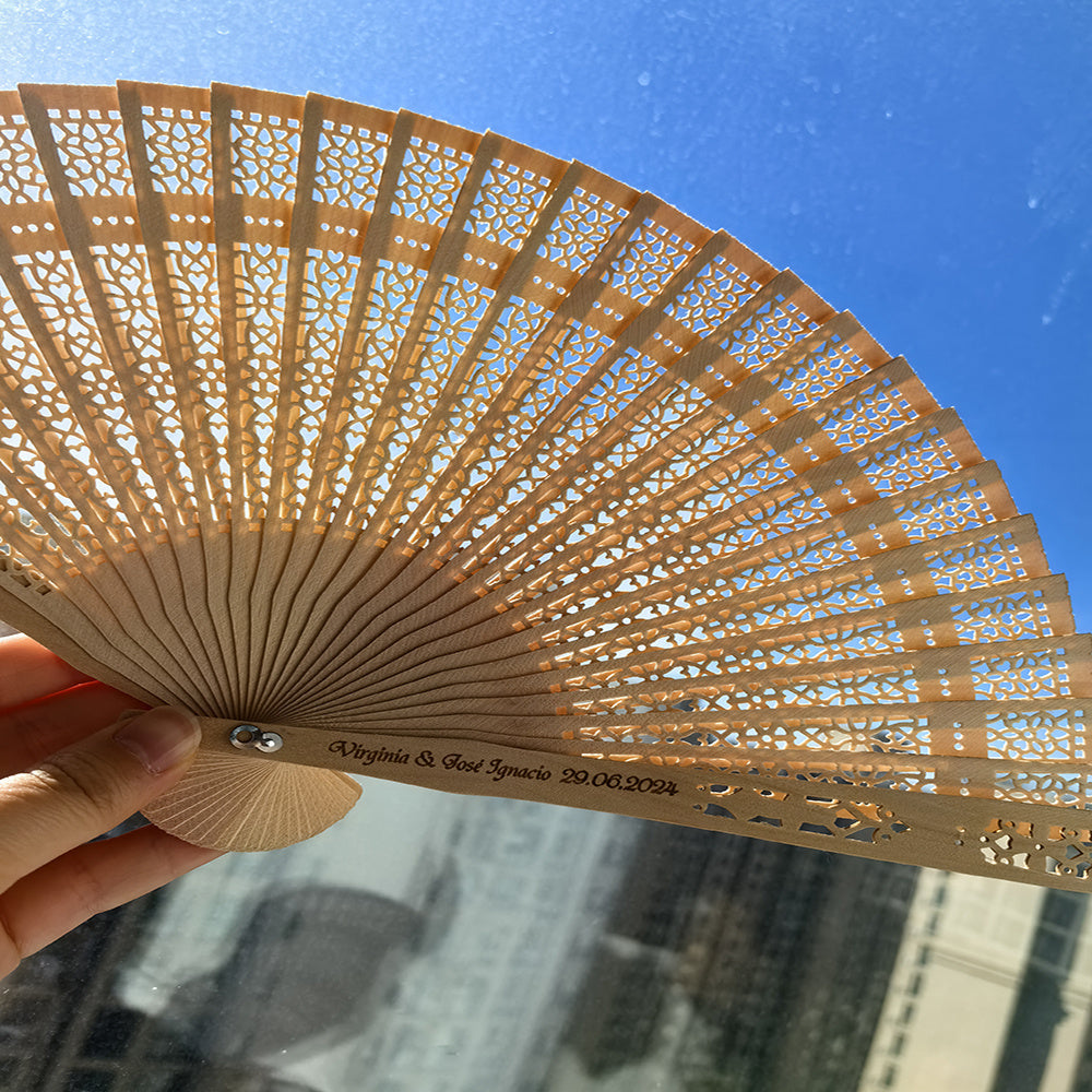 Personalized Wedding Fans Set 30 40 50 or 60 Pcs with Organza Bags and Bridal Fans