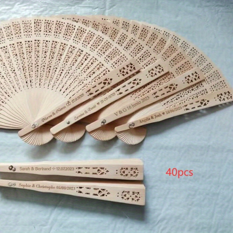 Personalized Wedding Fans Set 30 40 50 or 60 Pcs with Organza Bags and Bridal Fans