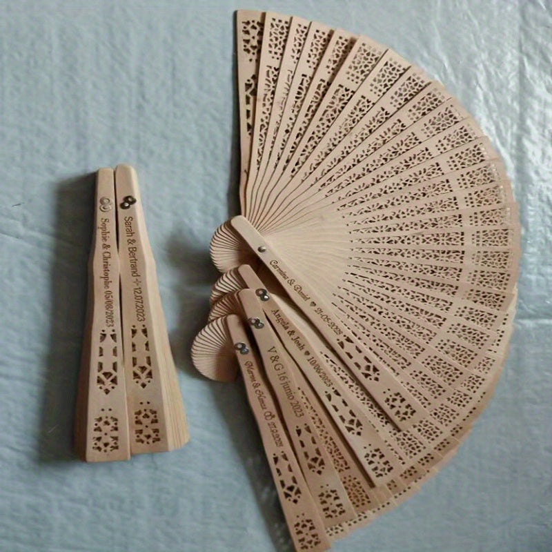 Personalized Wedding Fans Set 30 40 50 or 60 Pcs with Organza Bags and Bridal Fans