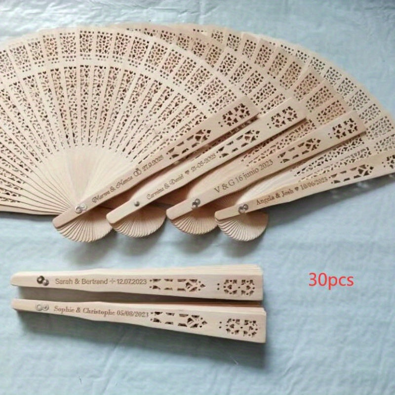 Personalized Wedding Fans Set 30 40 50 or 60 Pcs with Organza Bags and Bridal Fans