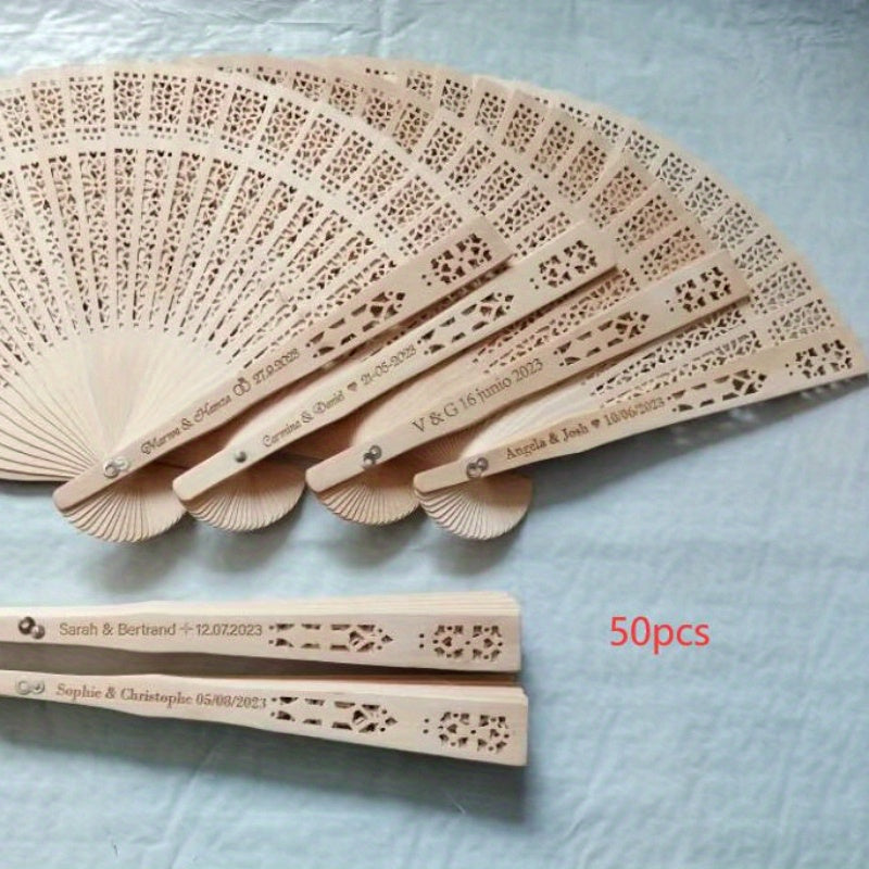 Personalized Wedding Fans Set 30 40 50 or 60 Pcs with Organza Bags and Bridal Fans