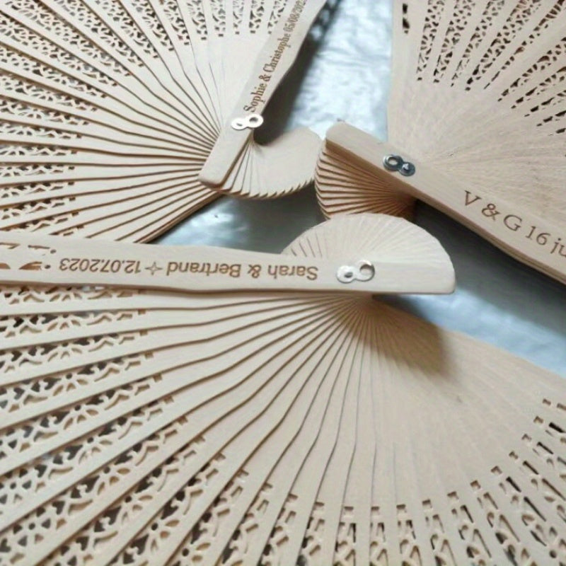 Personalized Wedding Fans Set 30 40 50 or 60 Pcs with Organza Bags and Bridal Fans