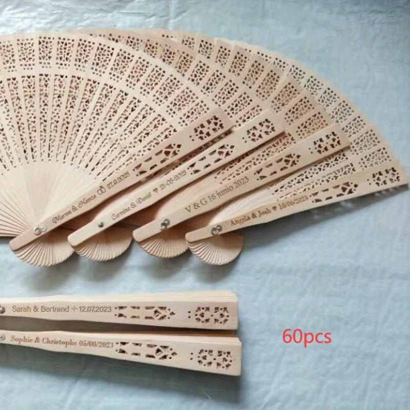 Personalized Wedding Fans Set 30 40 50 or 60 Pcs with Organza Bags and Bridal Fans
