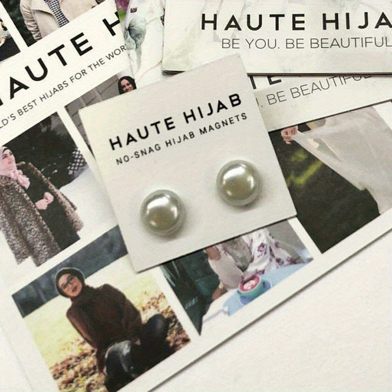 Women's Hijab Magnets with Faux Pearl Brooch and Magnetic Clasp