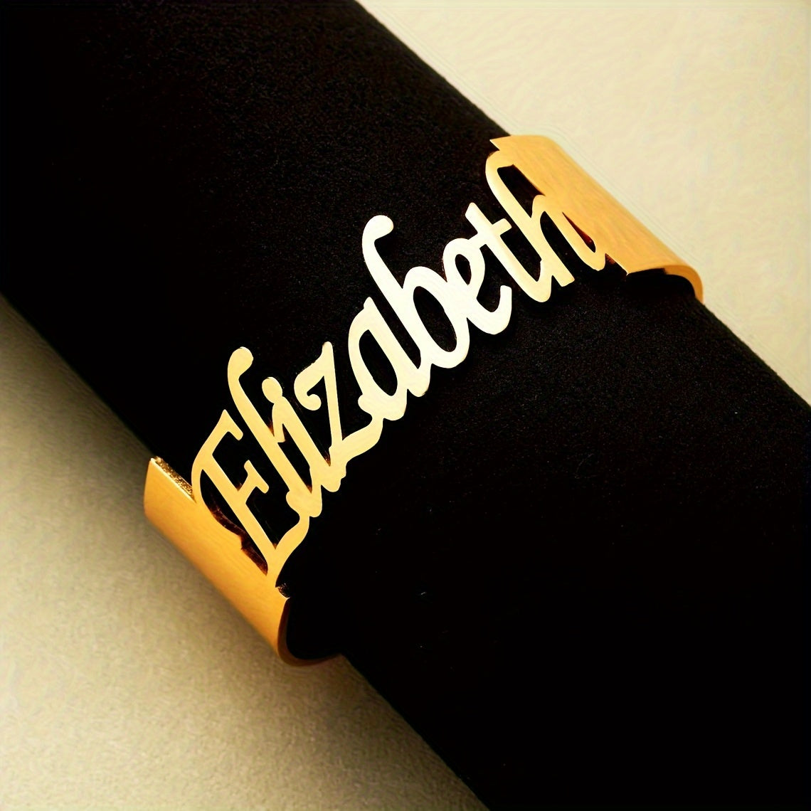 Personalized Black Stainless Steel Open Cuff Bracelet for Women Trendy Jewelry