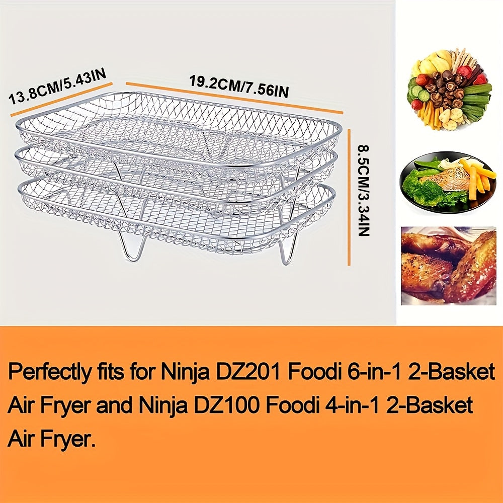Stainless Steel 3-Piece Dehydrator Racks for Air Fryer with Grilling Basket