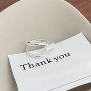 Sterling Silver Wedding Ring Adjustable Geometric Open Design for Women