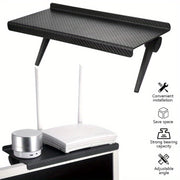 Black Top Shelf for TV and Monitor, Adjustable, Non-Slip, Durable ABS