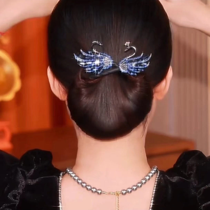 Vintage Rhinestone Hair Clip with Peacock Feather Design for Women