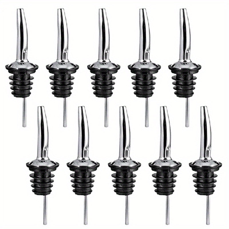 10pcs Stainless Steel Liquor Pourers with Free Flow Spouts for Wine Bottles