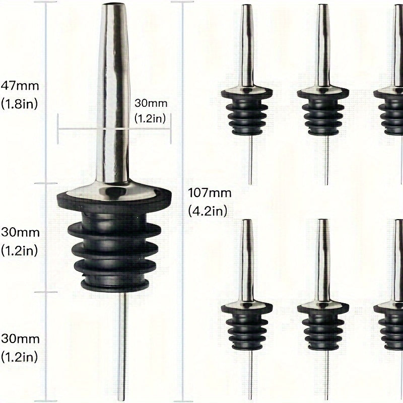 10pcs Stainless Steel Liquor Pourers with Free Flow Spouts for Wine Bottles