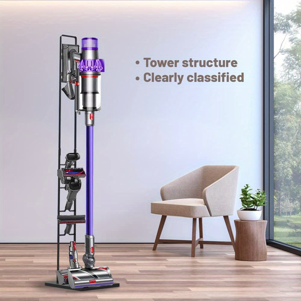 Dyson modellari V6, V7, V8, V10, V11 uchun mustahkam metall stend - simsiz changyutgichlar va aksessuarlar uchun qulay saqlash tokchasi