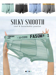 Men's Boxers Briefs 4 Pack Breathable Mesh Stretch Cotton Polyester Underwear in Sky Blue Black Gray