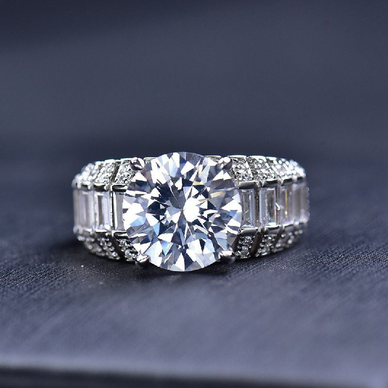 Moissanite Engagement Ring Sterling Silver Trillion Cut Hypoallergenic Gift Box