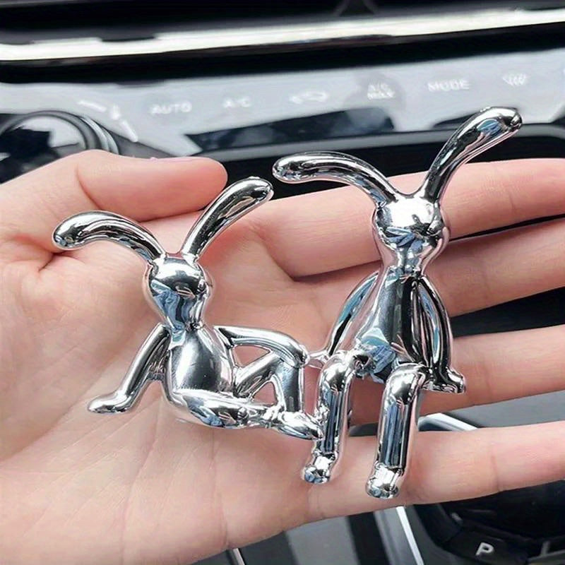 2pcs Car Interior Decor Sitting Rabbit Ornaments Center Console Decorations