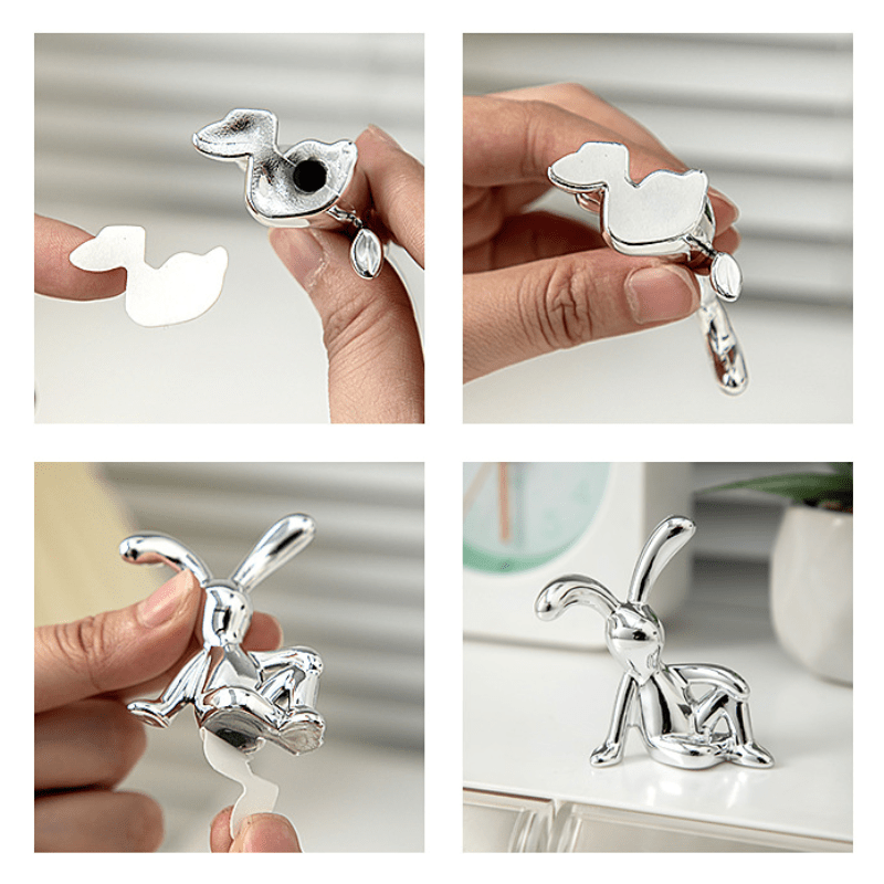 2pcs Car Interior Decor Sitting Rabbit Ornaments Center Console Decorations