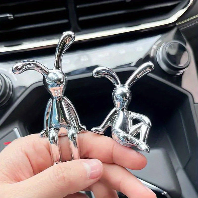 2pcs Car Interior Decor Sitting Rabbit Ornaments Center Console Decorations