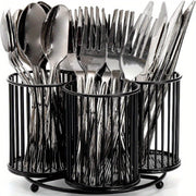 Household Dish Rack with Rotating Silverware Organizer for Countertop Storage