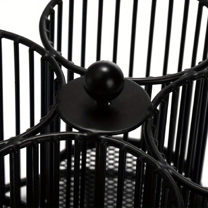 Household Dish Rack with Rotating Silverware Organizer for Countertop Storage