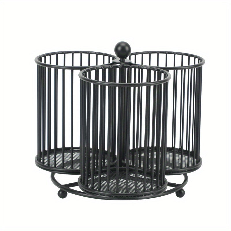 Household Dish Rack with Rotating Silverware Organizer for Countertop Storage