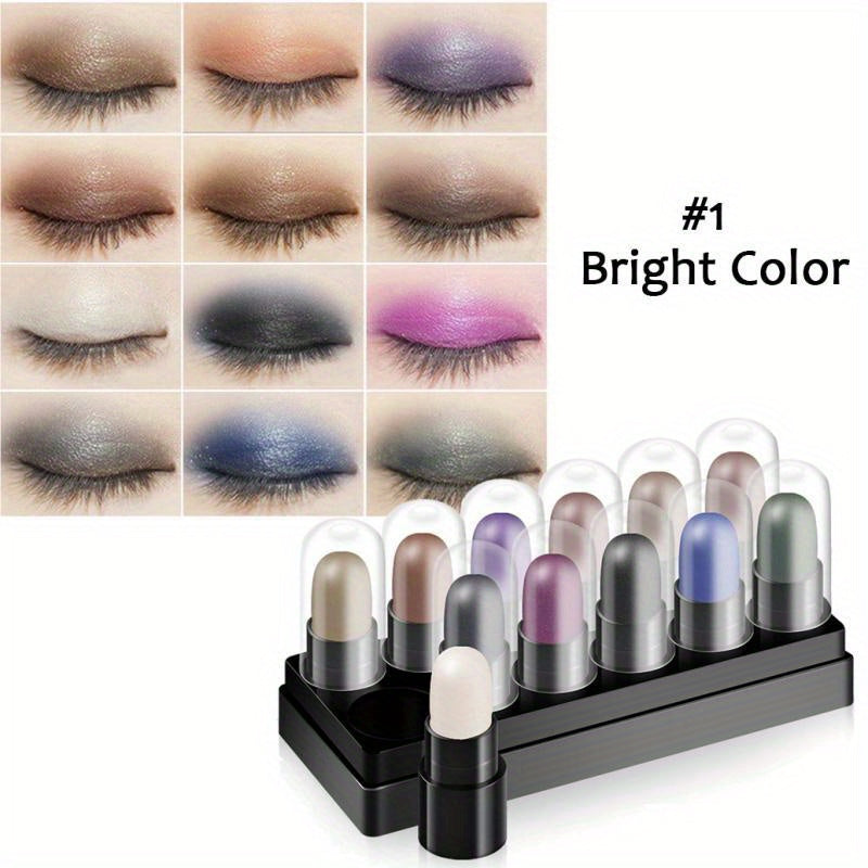 12 Colors Eyeshadow Pencil Set Waterproof Long Lasting Glitter Eye Makeup Tools