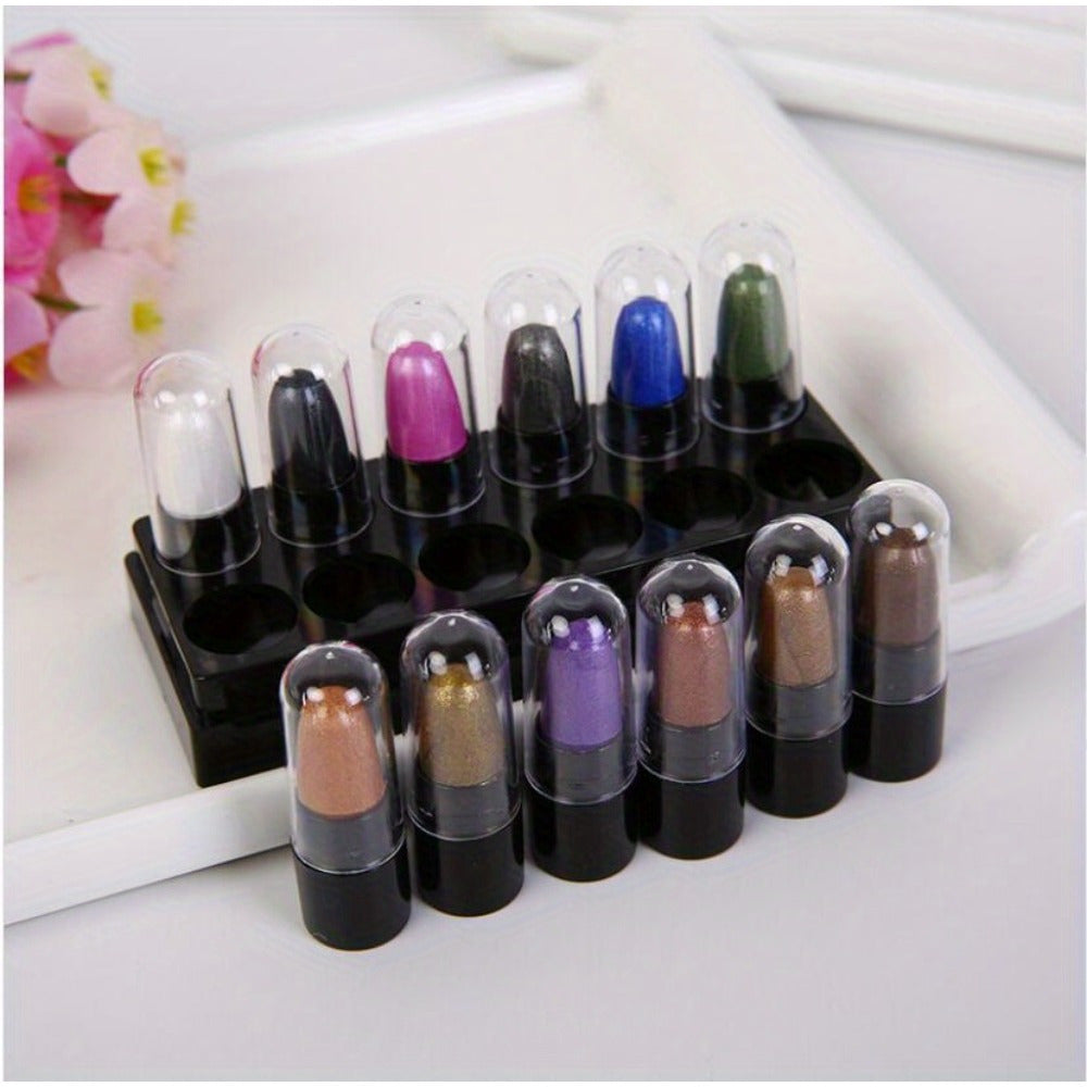 12 Colors Eyeshadow Pencil Set Waterproof Long Lasting Glitter Eye Makeup Tools