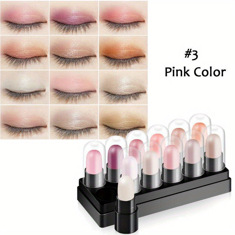 12 Colors Eyeshadow Pencil Set Waterproof Long Lasting Glitter Eye Makeup Tools