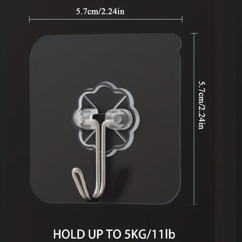 Waterproof Wall Hooks for Kitchen and Bathroom, 10 Pieces