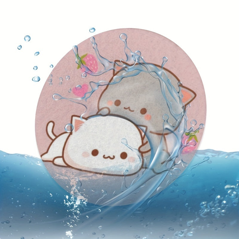 2 Pcs Pink Strawberry Cartoon Cat Car Cup Coasters Absorbent NonSlip