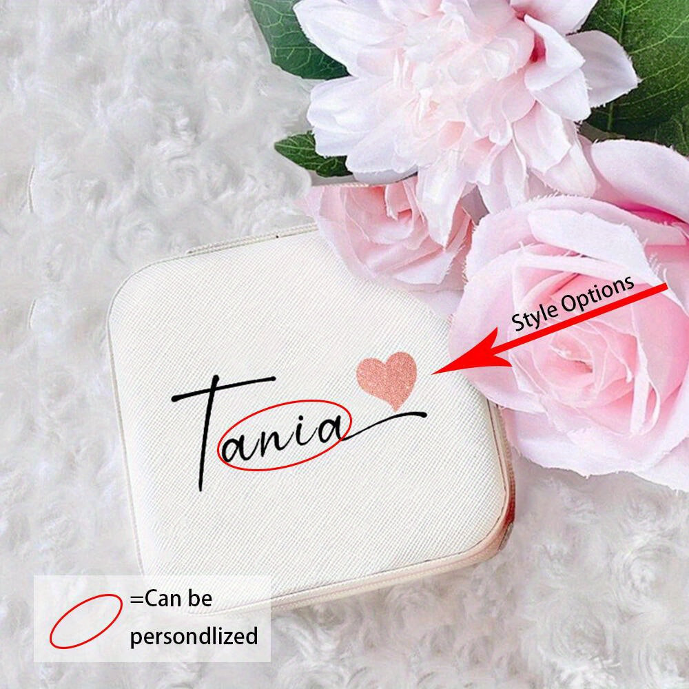 Персонализированная шкатулка для украшений с узором из цветов, кожаный органайзер для хранения для дома и путешествий