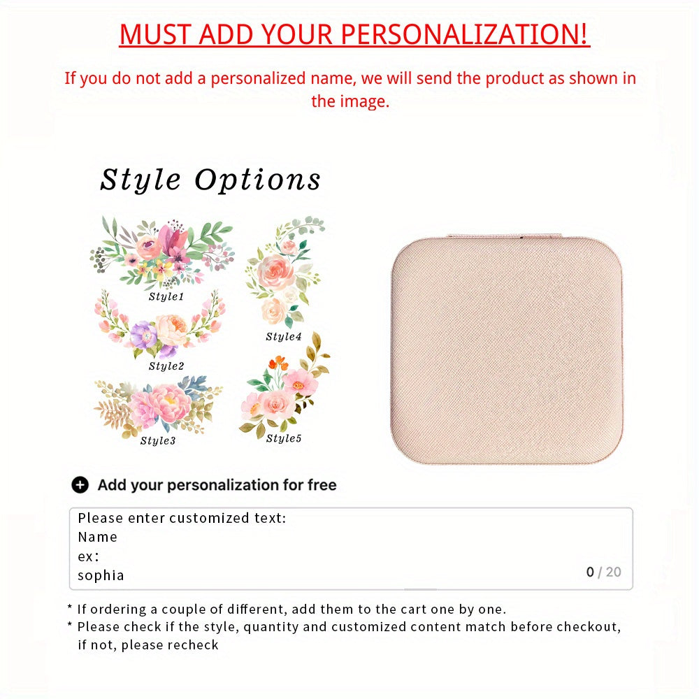 Персонализированная шкатулка для украшений для женщин с узором цветка рождения, органайзер из кожзама