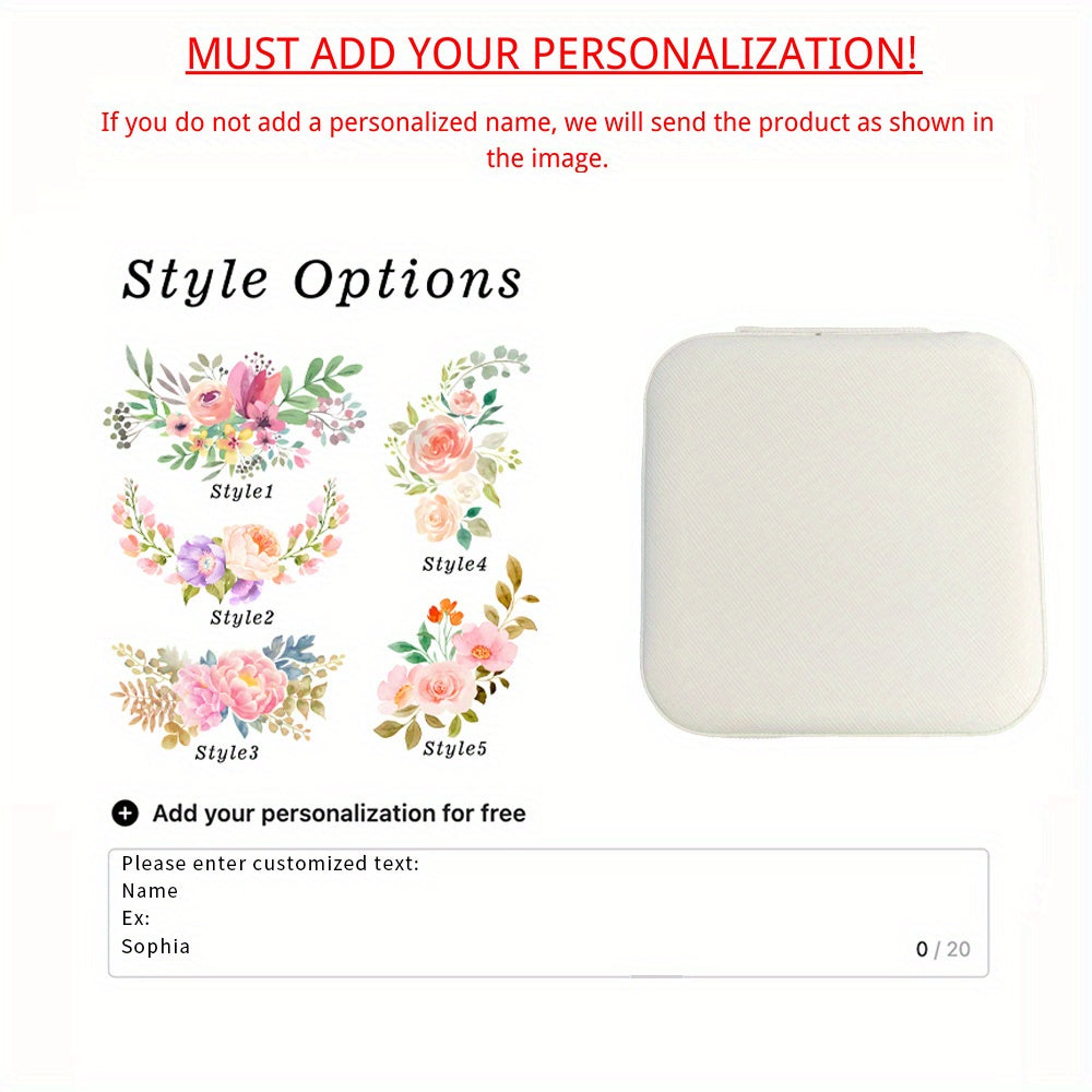 Персонализированная шкатулка для украшений для женщин с узором цветка рождения, органайзер из кожзама