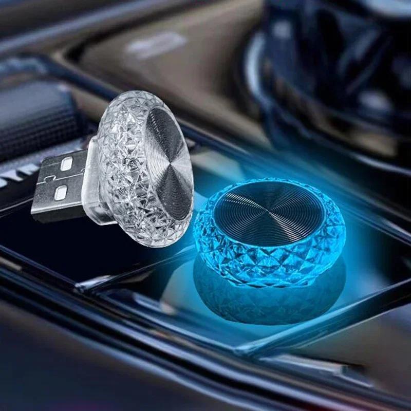 Luz ambiental interior de coche Mini LED, lámpara de atmósfera USB, decoración decorativa