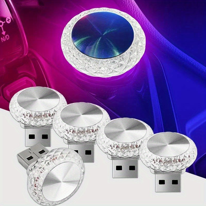 Luz ambiental interior de coche Mini LED, lámpara de atmósfera USB, decoración decorativa
