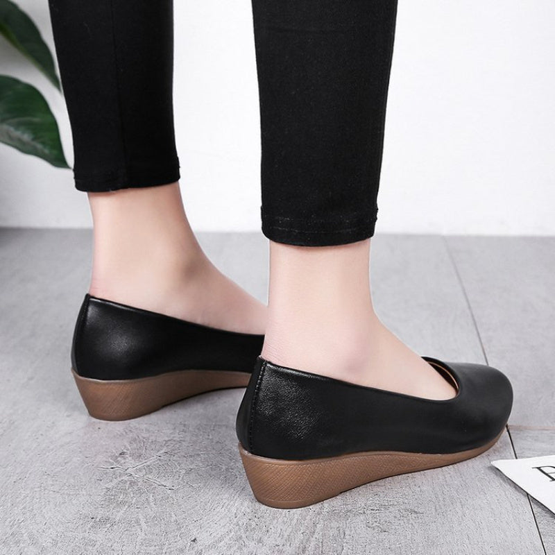Women Solid Color Wedge Heels Slip-On Stylish Work Casual Shoes