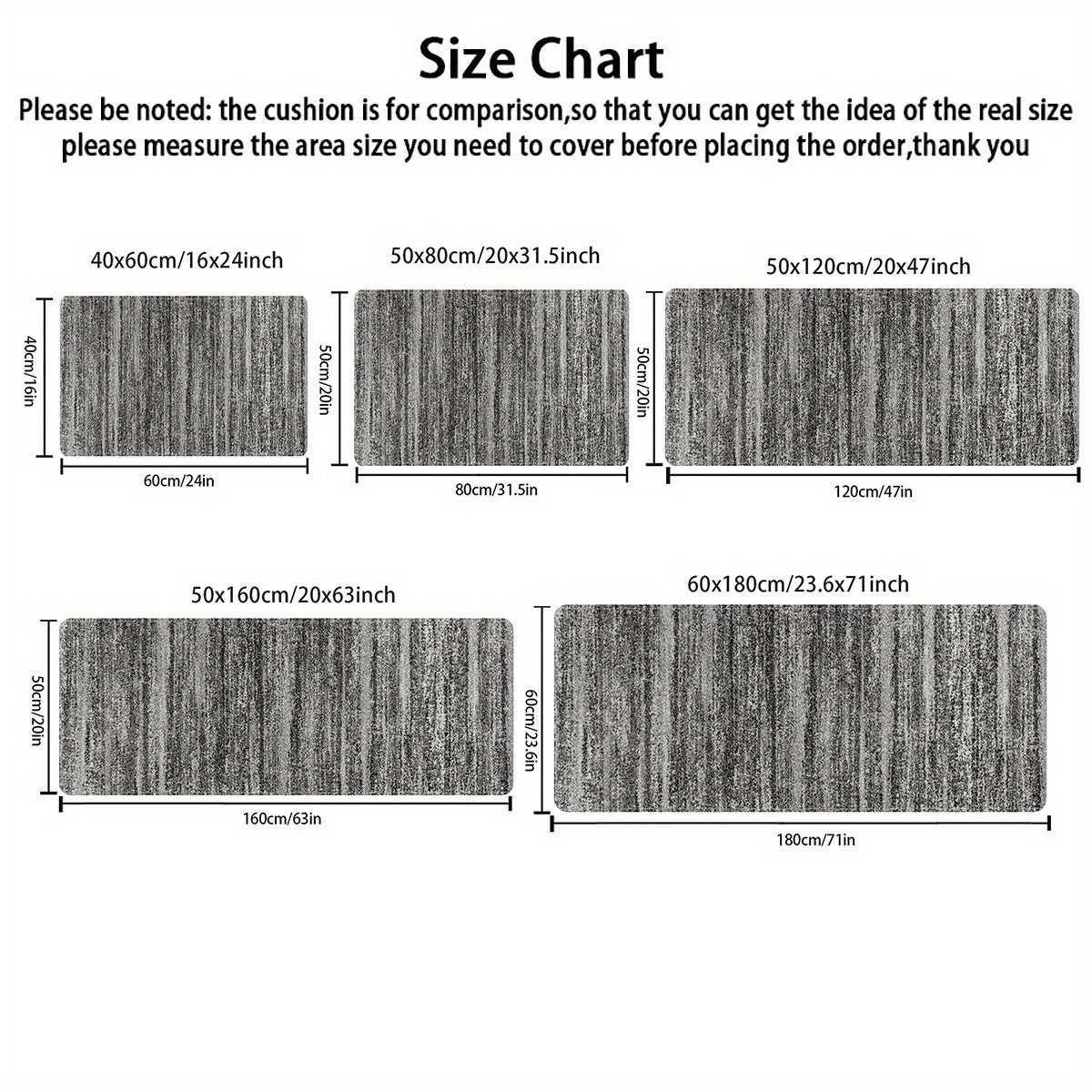 Gray Stripes Carpet Rug Non-Skid Large Dot Hand Washable for Laundry Room Kitchen Hallway