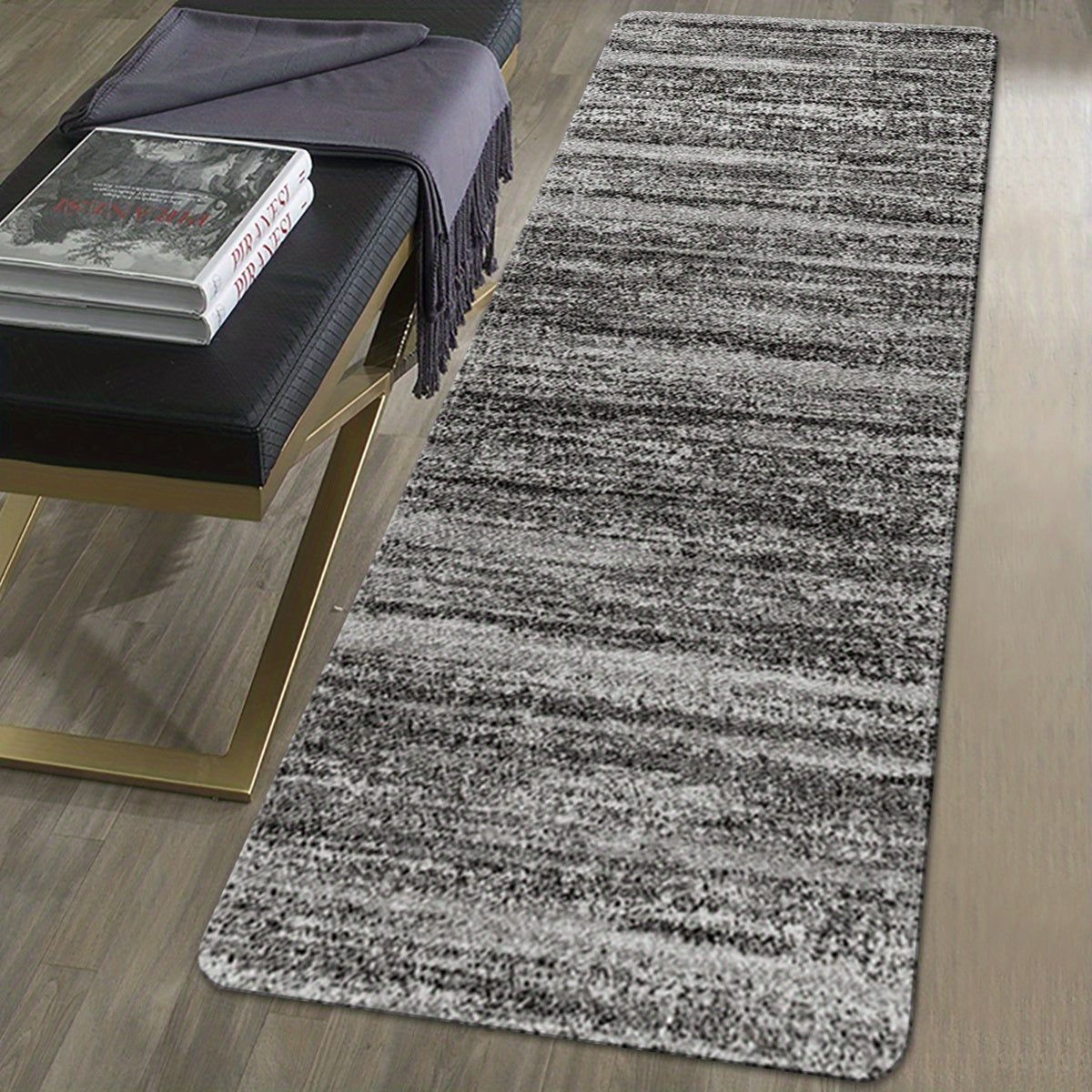 Gray Stripes Carpet Rug Non-Skid Large Dot Hand Washable for Laundry Room Kitchen Hallway