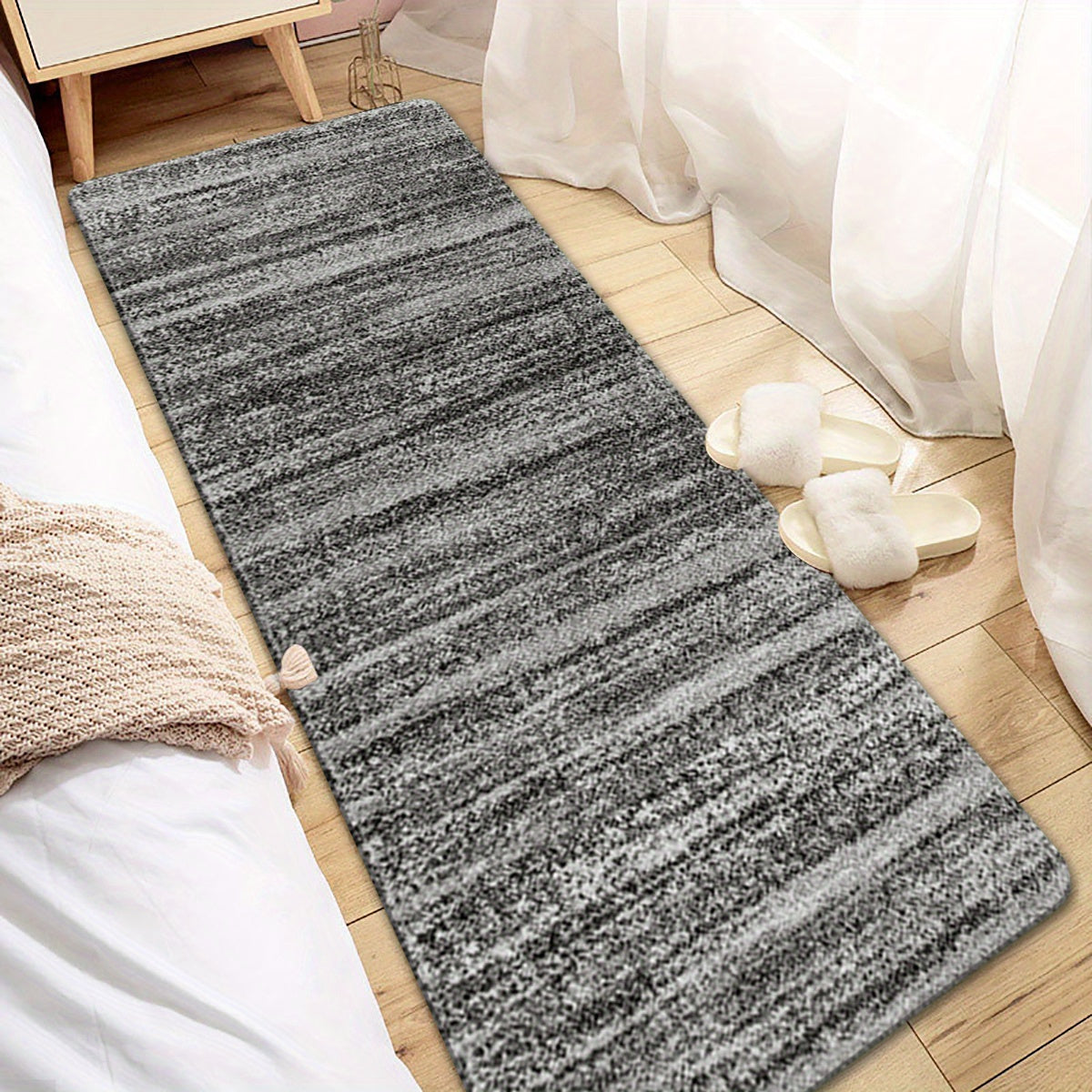 Gray Stripes Carpet Rug Non-Skid Large Dot Hand Washable for Laundry Room Kitchen Hallway