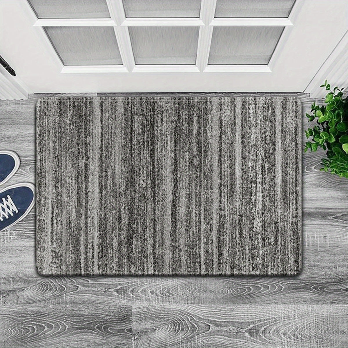 Gray Stripes Carpet Rug Non-Skid Large Dot Hand Washable for Laundry Room Kitchen Hallway