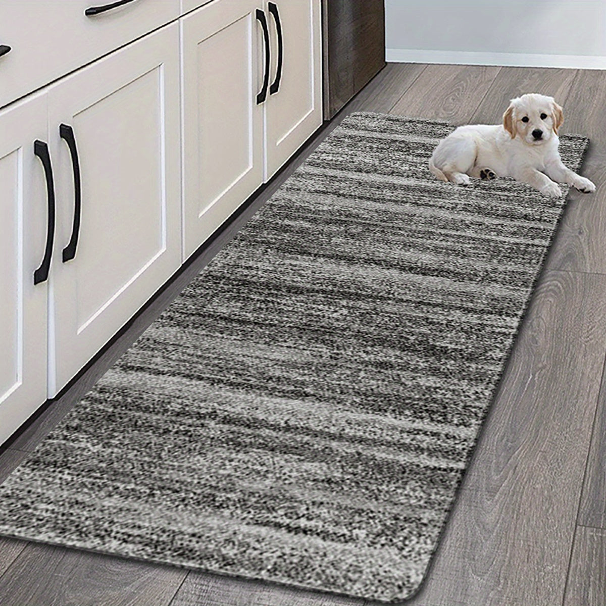 Gray Stripes Carpet Rug Non-Skid Large Dot Hand Washable for Laundry Room Kitchen Hallway