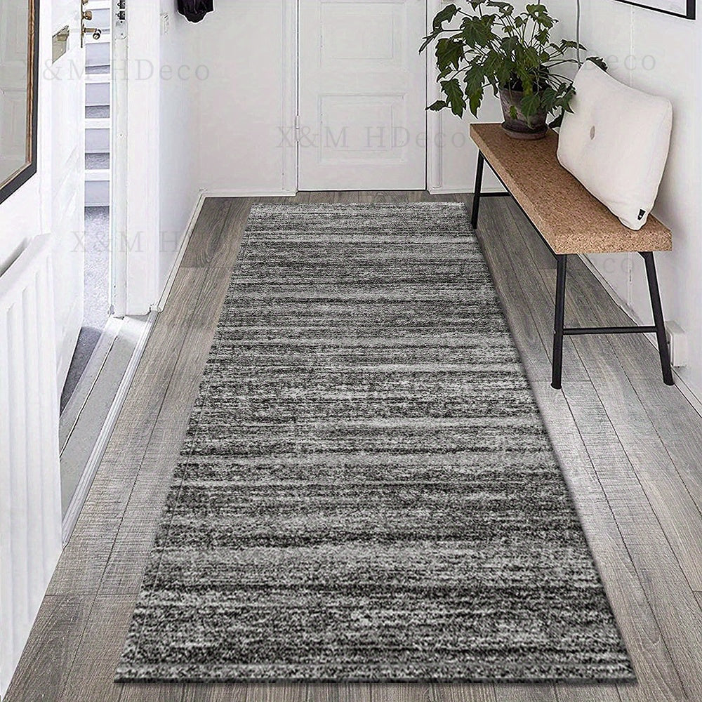 Gray Runner Rug Non-Slip Washable Polyester Memory Foam Kitchen Hallway