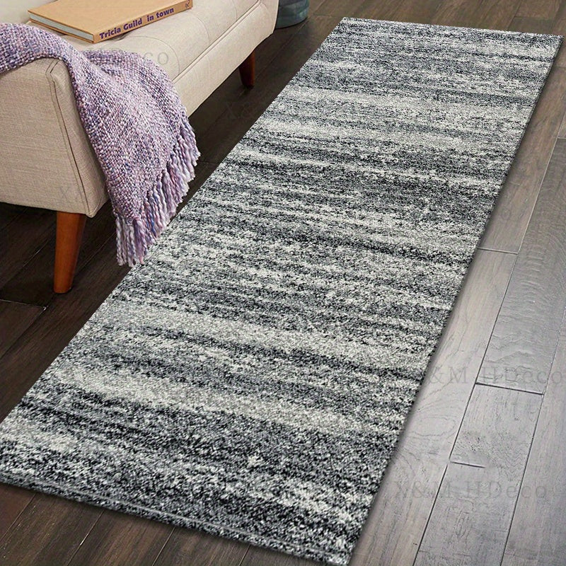 Gray Runner Rug Non-Slip Washable Polyester Memory Foam Kitchen Hallway