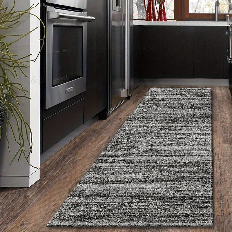 Gray Runner Rug Non-Slip Washable Polyester Memory Foam Kitchen Hallway