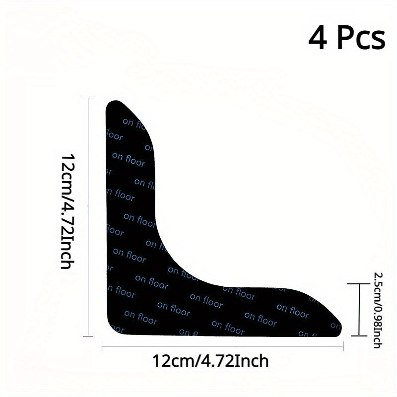 Набор из 4/8/12 захватов для ковров с прочным клеем - предотвращает скручивание и скольжение ковров, фиксирует ковры на месте, сохраняет углы ровными, подходит для углов и краев, многоразовые черные захваты