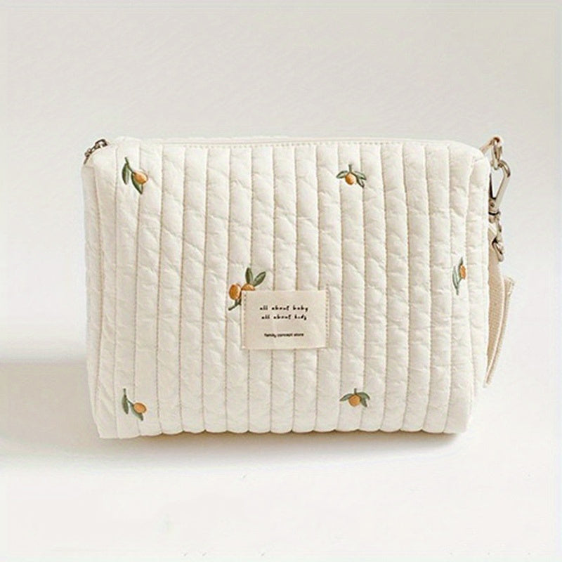 Embroidered Stroller Organizer with Zipper for Moms Baby Essentials Wet Dry Bag