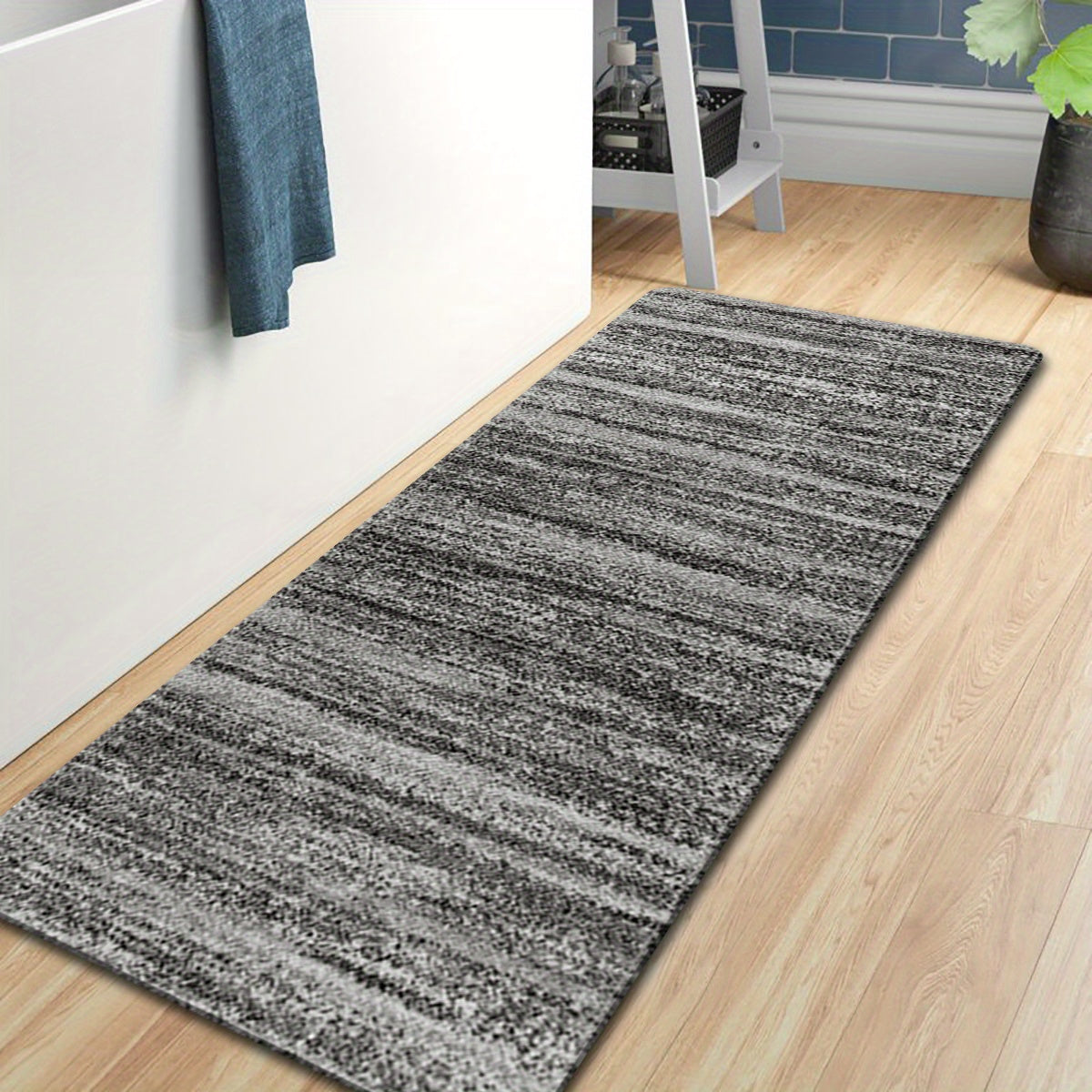 Gray Stripes Carpet Rug Non-Skid Large Dot Hand Washable for Laundry Room Kitchen Hallway
