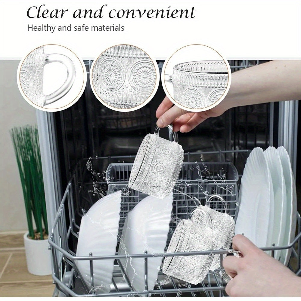 Vintage Glass Coffee Mugs with Wooden Lids Stackable for Cappuccino Latte Cereal Yogurt