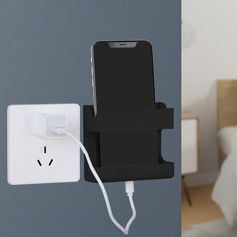 Wall-Mounted Phone and Remote Storage Bracket No Drilling Needed Plastic