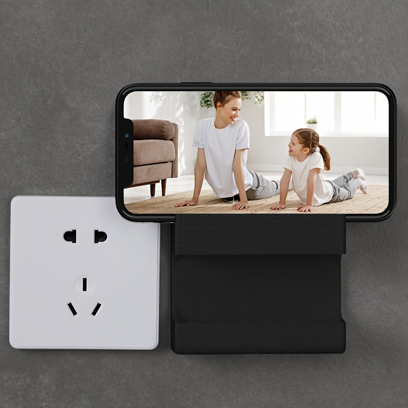 Wall-Mounted Phone and Remote Storage Bracket No Drilling Needed Plastic